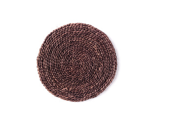 Dark brown round place mat on a white background