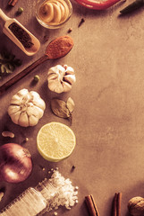 herbs and spices at table