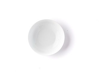 White salad bowl top view on a white background