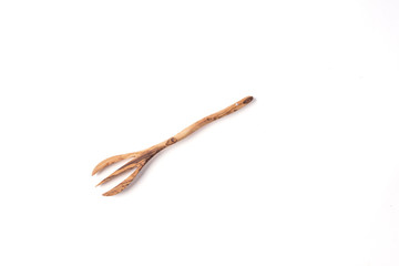 Wooden fork isolated on a white background 