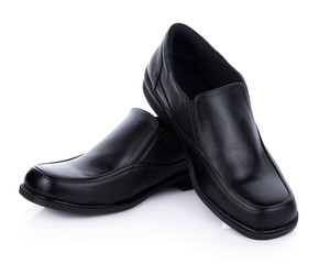 Black Leather shoes isolated on white background