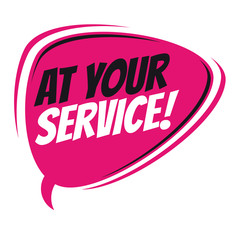 pink at your service retro speech bubble