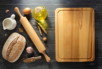 bread and bakery products on wood