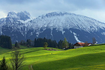 Frühling mit Neuschnee in den bayrischen Alpen