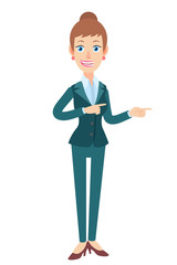 Businesswoman showing something beside of her