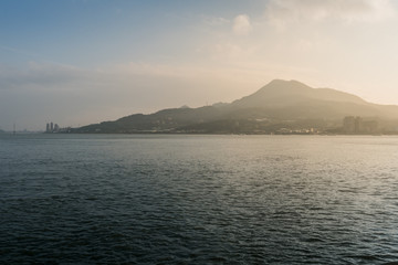 Sunset over Mountain Sea - Tamsui District in Taiwan