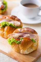 tasty ham egg roll sandwich for breakfast