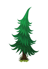 Isometric Cartoon Spruce Fir Tree - Element for Tileset Map, Landscape Design or Game Object in Colorful Detailed Vector
