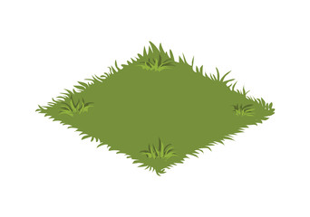 Isometric Cartoon Garden Lawn with Green Grass - Elements for Tileset Map, Landscape Design or Game Object in Colorful Detailed Vector