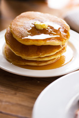 pabcake with maple syrup for breakfast