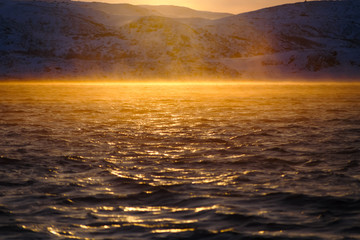 Barents Sea in Arctic Ocean at sunrise