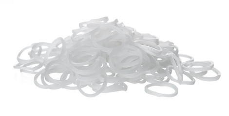White rubber bands on a white background