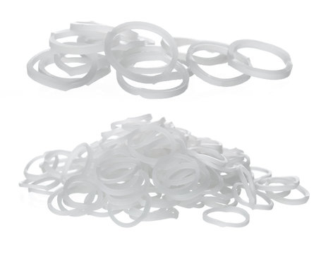 White rubber bands on a white background