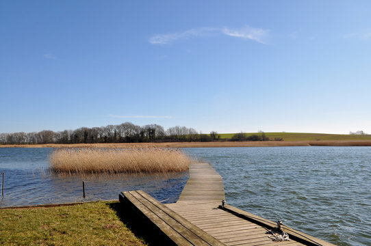 Bootssteg, Bootanleger, Hafen von Grubnow, Lebbiner Bodden, R&uuml;gen