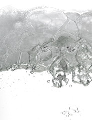 Soap foam and bubbles in the water,white screen