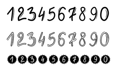 Hand-Drawn Mathematical Numbers Set with Solid Typeface, Double Thin Compound and Patterned Background in Vector