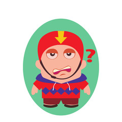Worried, Questioning Funny Avatar of Little Person Cartoon Character in Flat Vector - Use as Emoji or Mascot, Male Illustration Isolated on White Background