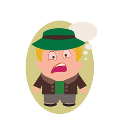 Amazed and Confused Young Man, Thoughtful and Serious Avatar of Little Person Cartoon Character in Flat Vector - Use as Emoji or Mascot, Male Illustration Isolated on Background