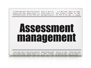 Business concept: newspaper headline Assessment Management