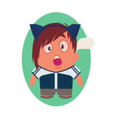 Shocked Avatar of Funny Little Person Cartoon Character in Flat Vector - Use as Emoji or Mascot, Male Illustration Isolated on White Background