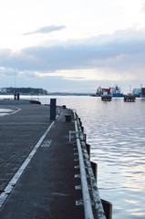 Fototapeta premium harbor by sea against clear sky