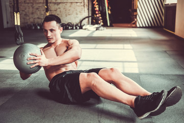Young sportsman working out