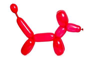 Simple red balloon animal dog on white