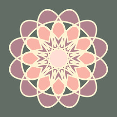 Linear circular ornament. Vector geometric pattern in Oriental (Arabic) style. Decorative element