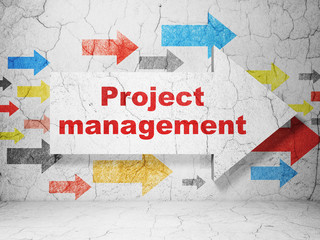 Business concept: arrow with Project Management on grunge wall background
