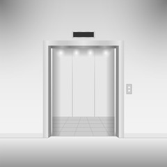 Open chrome metal elevator doors. Vector illustration.