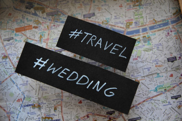 Wedding and travelling. Tourists enjoying Honeymoon. Travel destinations 