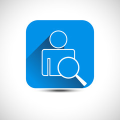 Blue flat search user profile icon vector illustration icon