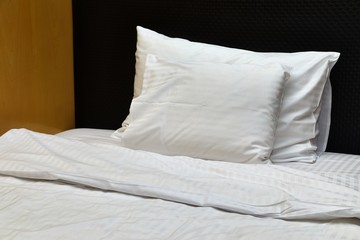 Hotel bed closeup