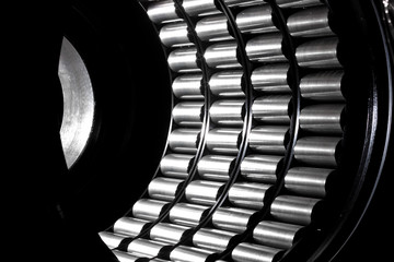 set of bearings from inside, illumination from left side. Black and white photography. I can be...