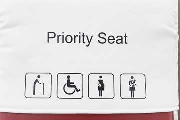 Priority seats in airport.selective focus.
