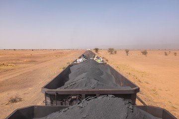 Fototapeta premium Mauritanian Iron Ore Train with Passengers