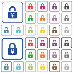 Fototapeta premium Locked Yens outlined flat color icons