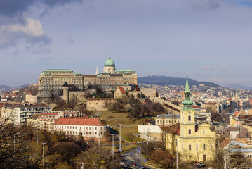 Fototapeta na wymiar View of the Royal Palace from Gellert hill, Budapest, Hungary