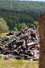 Dangerous dump in the middle of nature near forest, Czech Republic