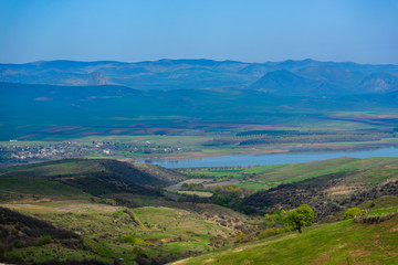 Fototapeta premium Amazing view Aghstev reservoir, on Armenian-Azerbaijan state border