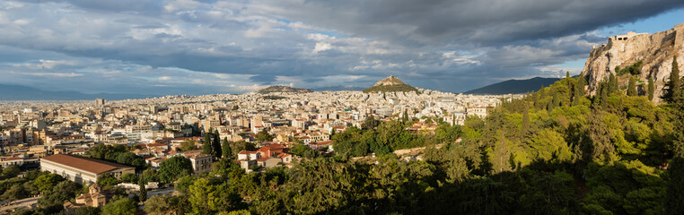 Fototapeta na wymiar Cityscape of Athens and Lycabettus Hill, Greece. Athens is the capital and largest city of Greece