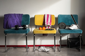 Detail of a teenager's room. Interior sports and gym concept.