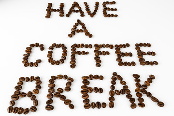 have a coffee break from beans on white