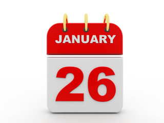 January 26. Calendar on white background. 3D illustration.