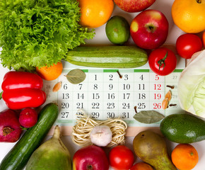 Vegetables and fruits around the calendar