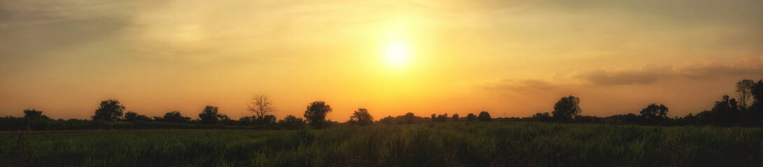 Sunset in the orange sky at Thailand.