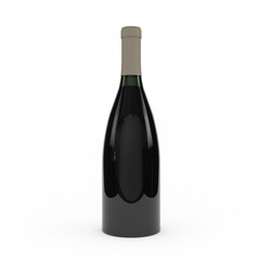 Wine bottle isolated 3d rendering
