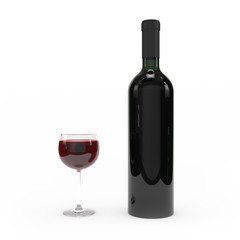Wine bottle isolated 3d rendering