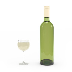 Wine bottle isolated 3d rendering