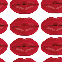The woman's lips. Lush lips like a kiss. Red and pouting, on a physical background.
